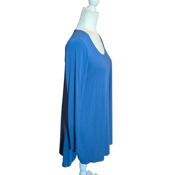 Eileen Fisher Long Blue Tunic Top Scoop Neck Flowy Soft Comfy Sz M - Picture 4 of 8